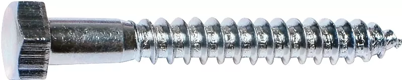 01297 Zinc Lag Screw, 1/4 In Thread, 6 In Overall Length