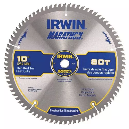 10" Table-Miter Saw Blade 80 Teeth Irwin Marathon