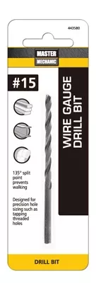 #15 3-3/8 In. Wire Gauge Drill Bit, Black Oxide