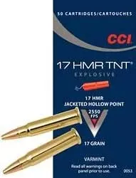 .17 Hmr 17 Grain Tnt Hollow Point Ammunition 50 Rounds