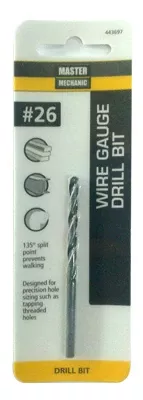 #26 3 In. Wire Gauge Drill Bit, Black Oxide