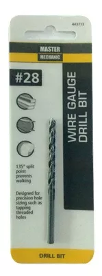#28 2-7/8 In. Wire Gauge Drill Bit, Black Oxide