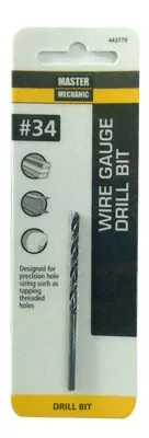 #34 2-5/8 In. Wire Gauge Drill Bit, Black Oxide