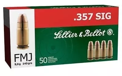 .357 Sig Handgun Ammunition - 140 Grain Full Metal Jacket - 50 Rounds