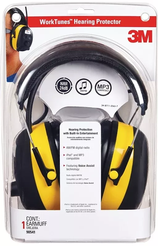 3M 90541 Ear Muffs, 22 dB NRR, Black/Yellow