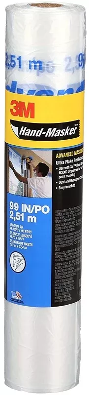 3M AMF99 Advanced Masking Film, 99 ft L, 99 in W, 0.35 mil Thick, Plastic Backing