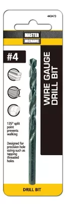 #4 3-3/4 In. Wire Gauge Drill Bit, Black Oxide