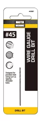 #45 2-1/8 In. Wire Gauge Drill Bit, Black Oxide