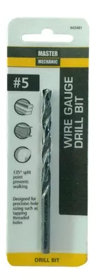#5 3-3/4 In. Wire Gauge Drill Bit, Black Oxide
