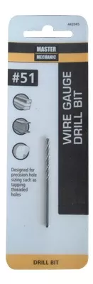 #51 2 In. Wire Gauge Drill Bit, Black Oxide