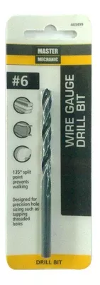 #6 3-3/4 In. Wire Gauge Drill Bit, Black Oxide