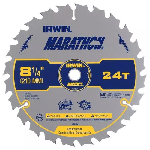 8 1/4" Table-Miter Saw Blade 24 Teeth Irwin Marathon