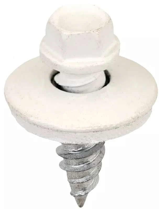 Acorn SW-SS1234W250 Stitch Screw, #12 Thread, High-Low Thread, Hex Drive, White, 250/BAG