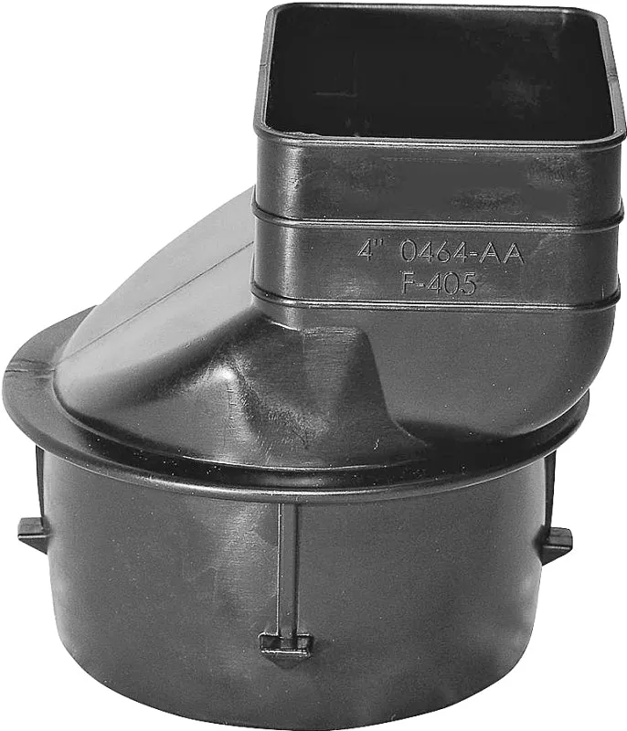 ADS 0464AA Single Wall Downspout Adapter, 4 x 3-1/4 x 2-1/2 in Connection, Pipe End, Polyethylene, Black