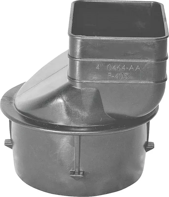 ADS 0465AA Single Wall Downspout Adapter, 4 x 4-1/4 x 3 in Connection, Pipe End, Polyethylene, Black