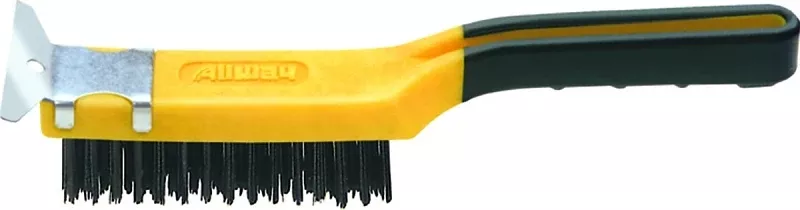 ALLWAY SB411 Wire Brush, Carbon Steel Bristle, Foam Handle, Soft-Grip Handle