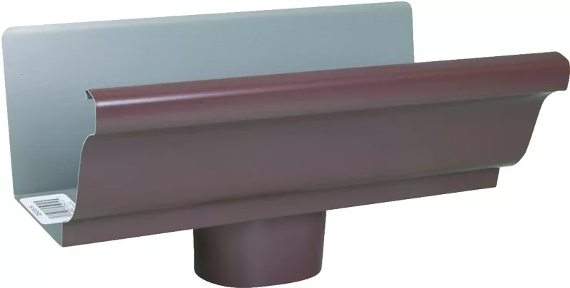 Amerimax 2501019HPC Gutter End with Drop, 2 in W, Aluminum, Brown, For: 5 in K-Style Gutter System