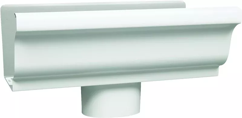 Amerimax 27010HPC Gutter End with Drop, 2 in W, Aluminum, White, For: 5 in K-Style Gutter System