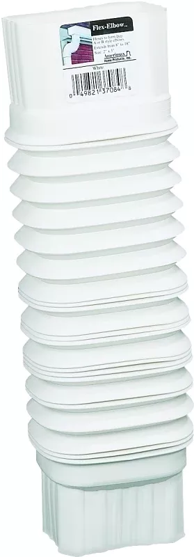 Amerimax 37084HPC Flex Elbow, 2 x 3 in Gutter, Plastic, White