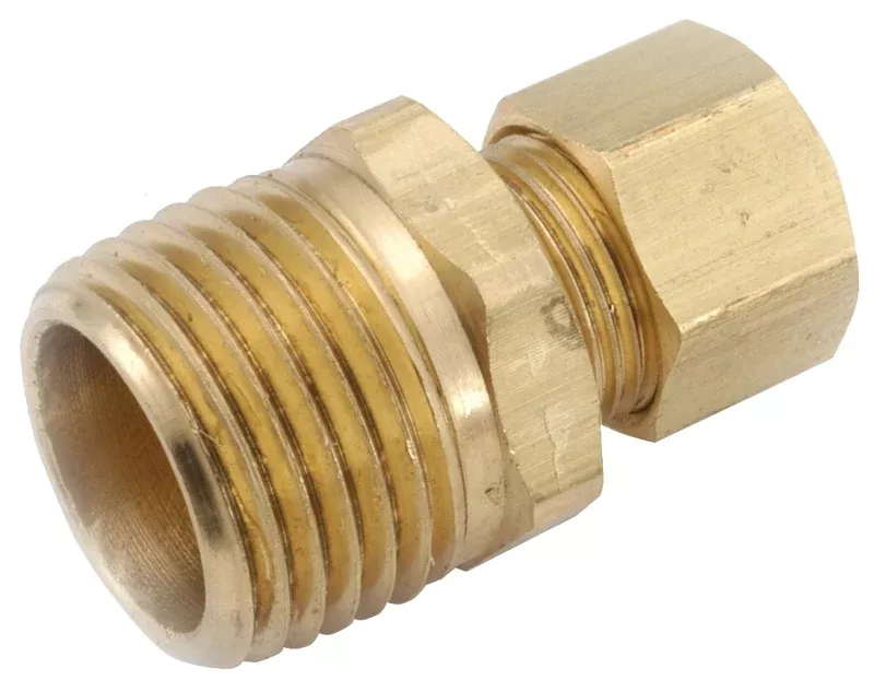 Anderson Metals 750068-0608 Pipe Connector, 3/8 x 1/2 in, Compression x Male, Brass, 200 psi Pressure