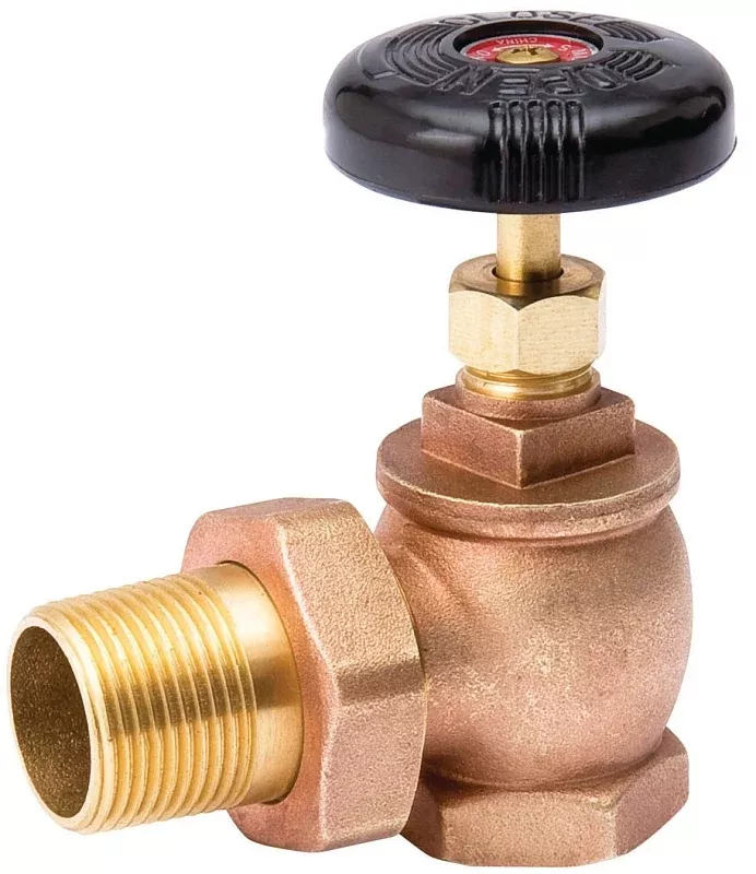 B & K 109-304 Steam Radiator Valve, Angled, Brass/Bronze, Includes: Union Nut and Tail Piece