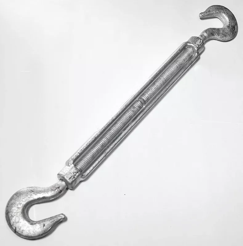 Baron 17-1/2X9 Turnbuckle, 1500 lb Working Load, 1/2 in Thread, Hook, Hook, 9 in L Take-Up, Galvanized Steel