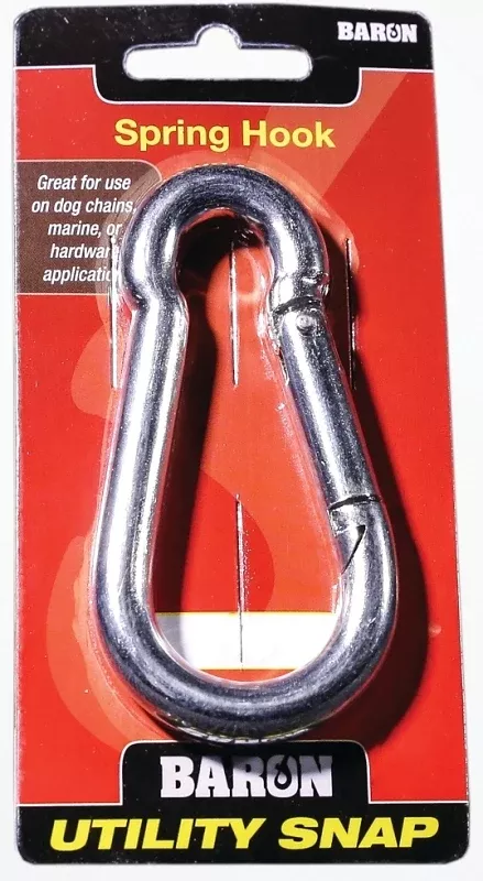 Baron C-2450-3/8 Spring Hook Snap Link, 400 lb Working Load, Steel, Nickel-Plated