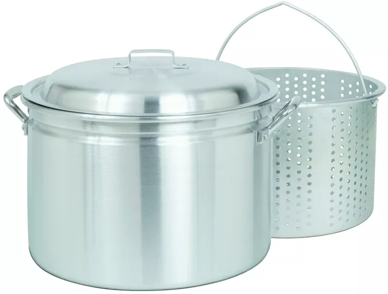 Bayou Classic 4024 Stock Pot with Basket, 24 qt Capacity, Aluminum