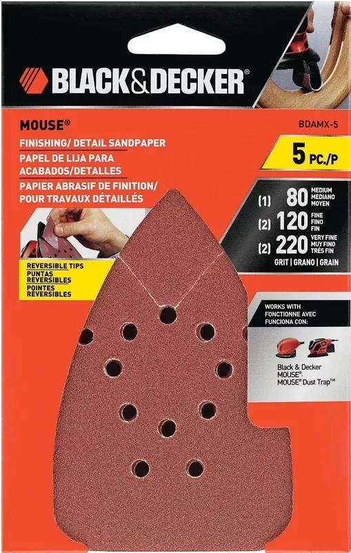 Black+Decker BDAMX-5 Assorted Sand Paper, Aluminum Oxide Abrasive