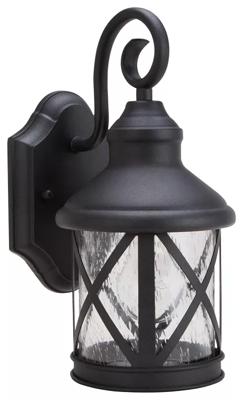 Boston Harbor LT-H01 Single Light Wall Lantern, 60 W, 120 V, CFL, Steel, Black, Black
