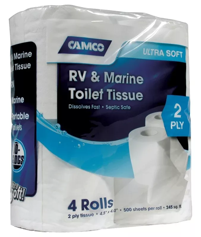 Camco USA 40274 Toilet Tissue, 2-Ply, 500 Sheets per Roll, Pack of 8