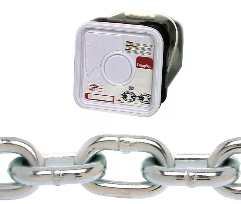 Campbell 014-3536 Proof Coil Chain, 5/16 in, 75 ft L, 30 Grade, Steel, Galvanized