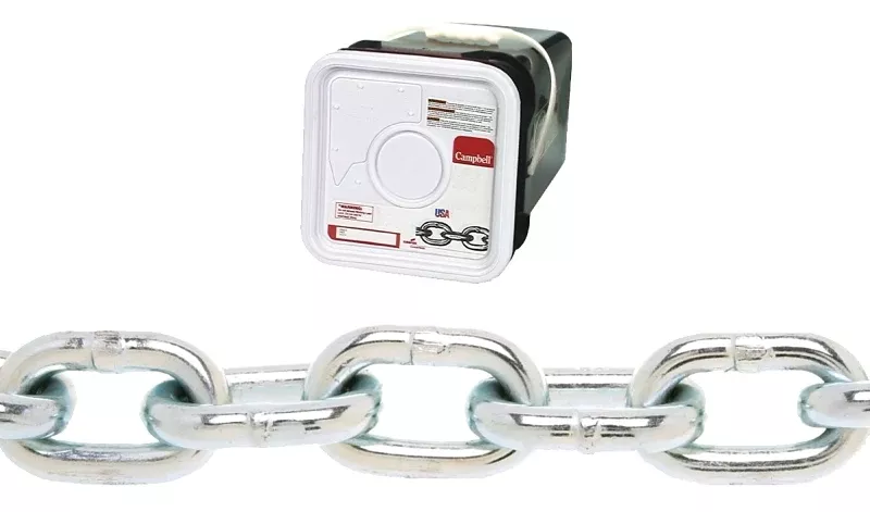 Campbell 0143636 Proof Coil Chain, 3/8 in, 45 ft L, 30 Grade, Steel, Galvanized