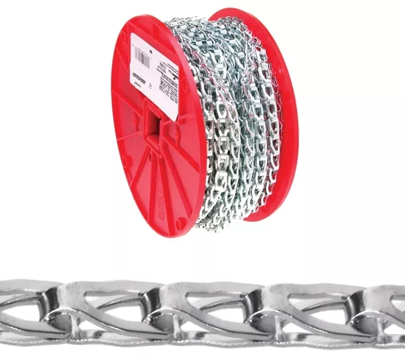 Campbell 072-3727N Sash Chain, 100 ft L, 106 lb Working Load, Steel, Bright Zinc