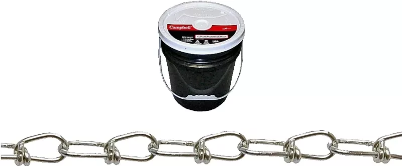 Campbell 075-2023N Double Loop Chain, #2/0, 350 ft L, 255 lb Working Load, Carbon Steel, Zinc