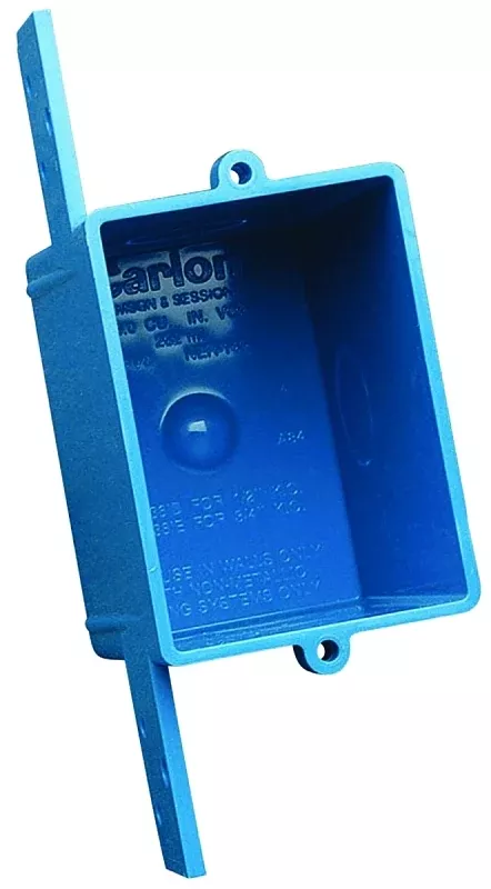 Carlon A58381E-CAR Outlet Box, 1-Gang, 3-Knockout, PVC, Blue