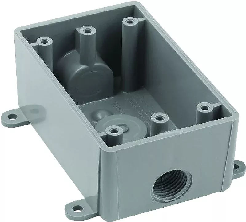 Carlon E381DR Switch Box, 1-Gang, 3-Outlet, 1/2 in Hub, PVC, Gray