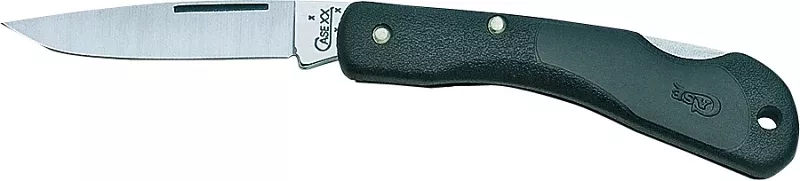 Case XX 00253 Folding Pocket Knife, 2-1/4 in L Blade, Tru-Sharp Surgical Stainless Steel Blade, 1-Blade, Black Handle