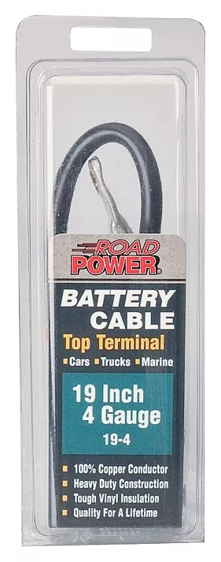 CCI Maximum Energy 19-4 Battery Cable, 4 AWG Wire, 19 in L, Black Sheath