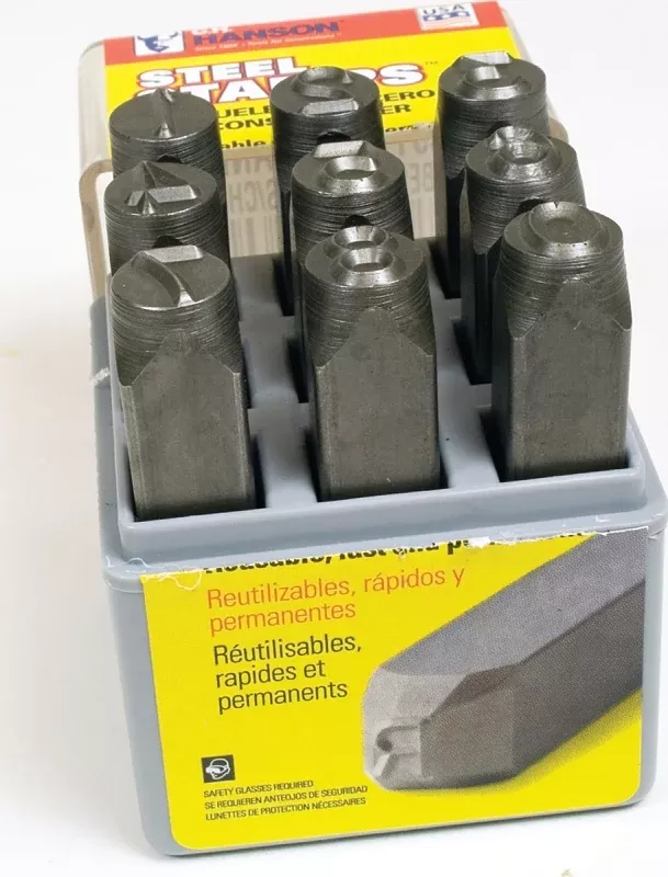 CH Hanson 20581 Number Stamp Set, 9-Piece, Steel, Specifications: 1/4 in Character, 3/8 x 2-5/8 in Shank