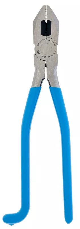 Channellock 350S Iron Workers Pliers, 8-3/4 in OAL, Blue Handle, Ergonomic Handle, 1.06 in W Jaw, 1.28 in L Jaw