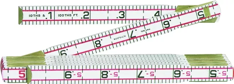 Crescent Lufkin Red End Series 1066DN Engineer's Scale Ruler, Regular, 1/10ths, 1/100ths, Feet Graduation, Wood, White