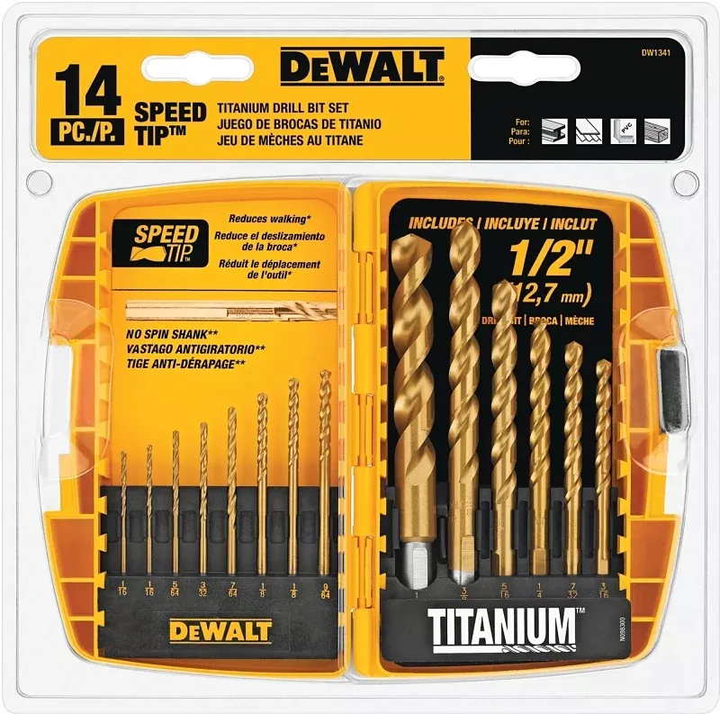 DEWALT DW1341 Drill Bit Set, 14-Piece, HSS, Titanium