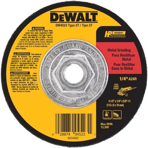 DeWalt HP Metal Pipe Grinding Wheel Type 27