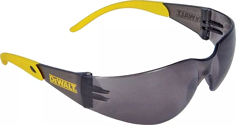 DeWALT Protector Series DPG54-2C Safety Glasses, Polycarbonate Lens, Plastic Frame, Smoke/Yellow Frame