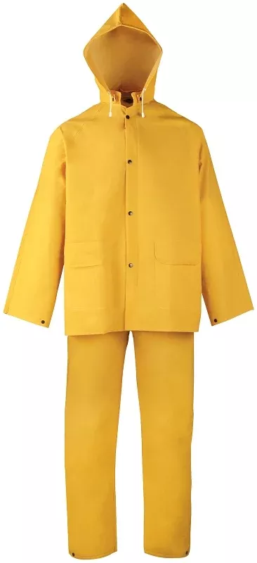 Diamondback SRS3/111-XL Rain Suit, XL, 30-1/2 in Inseam, Polyester/PVC, Yellow, Comfortable Corduroy, Zipper