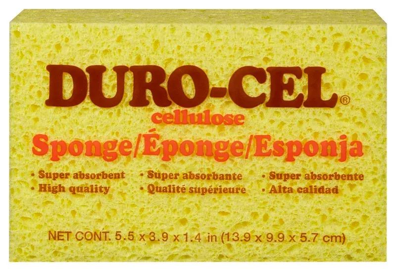 Duro-Cel 03070 Sponge, 6 in L, 4 in W, 1-1/2 in Thick, Cellulose, Yellow