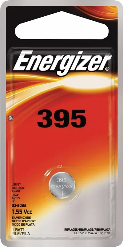 Energizer 395BPZ Coin Cell Battery, 1.5 V Battery, 51 mAh, Silver Oxide, Pack of 6