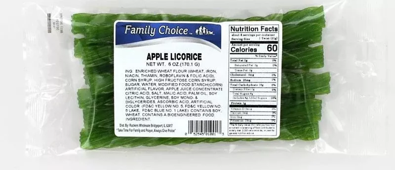 Family Choice 1001 Licorice, Apple, 6 oz, Pack of 12
