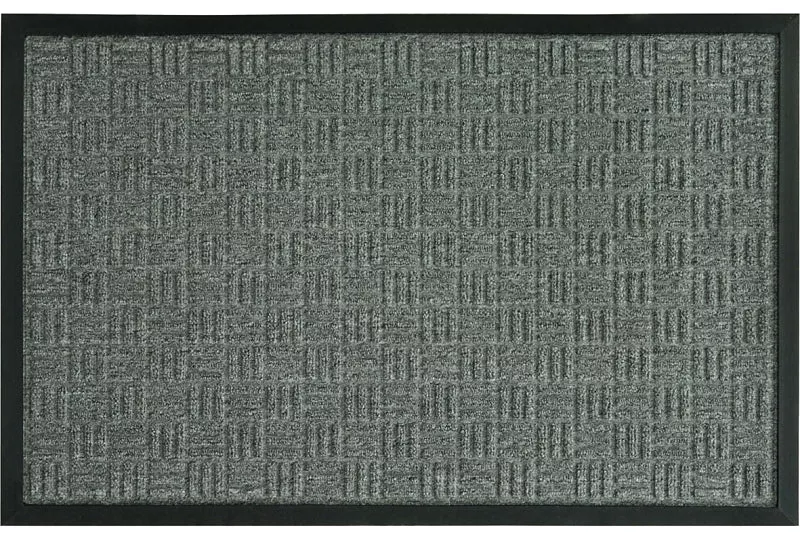 Fanmats 58775 Floor Mat, 30 in L, 18 in W, Parquet Pattern, Olefin Surface, Gray